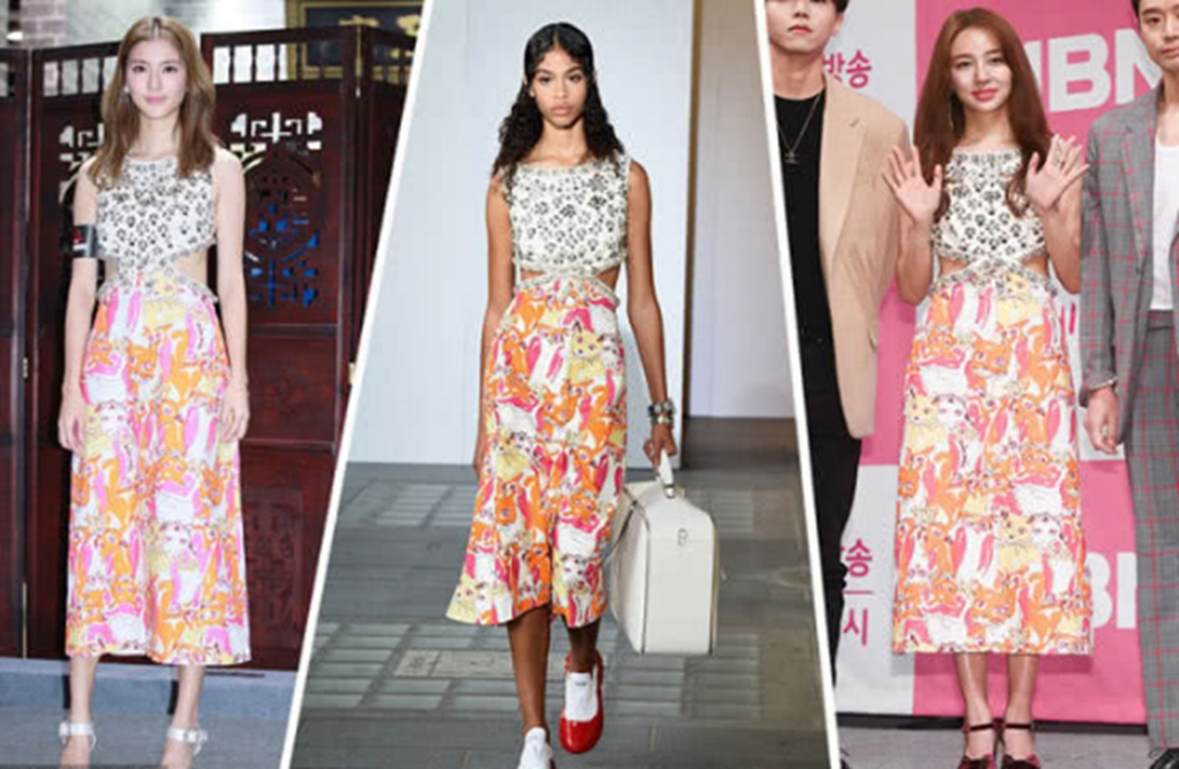 韩系风格碎花连衣裙搭配,碎花连衣裙明星撞衫