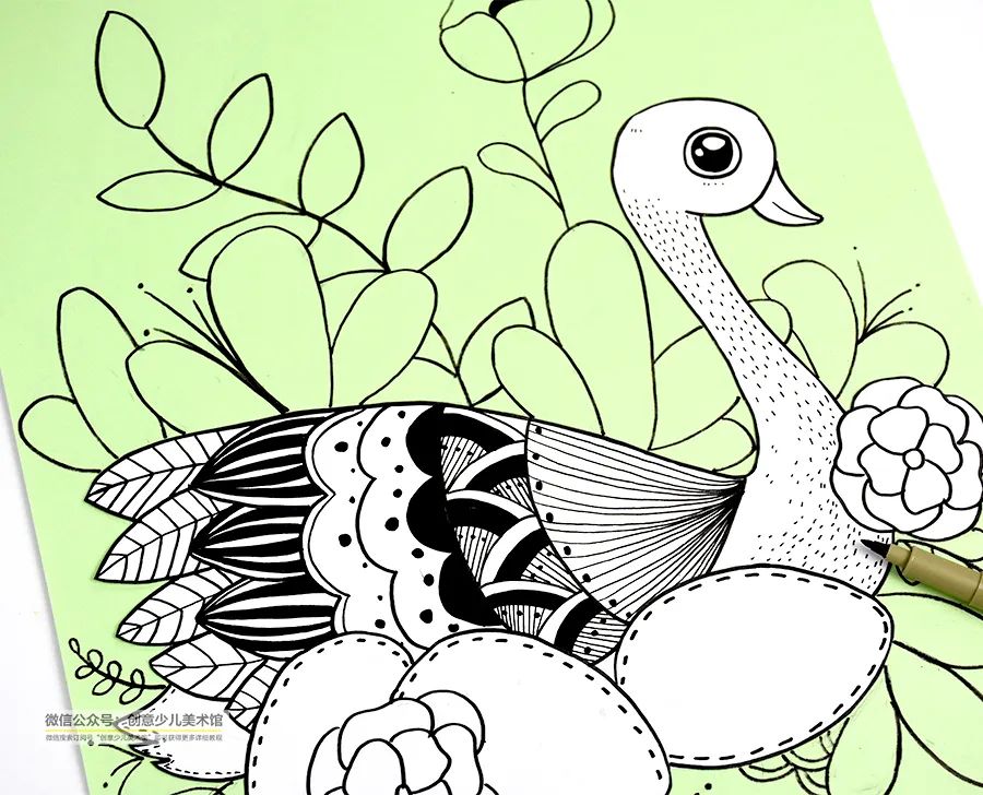 儿童画可爱的教程视频,儿童简单彩铅画天鹅画