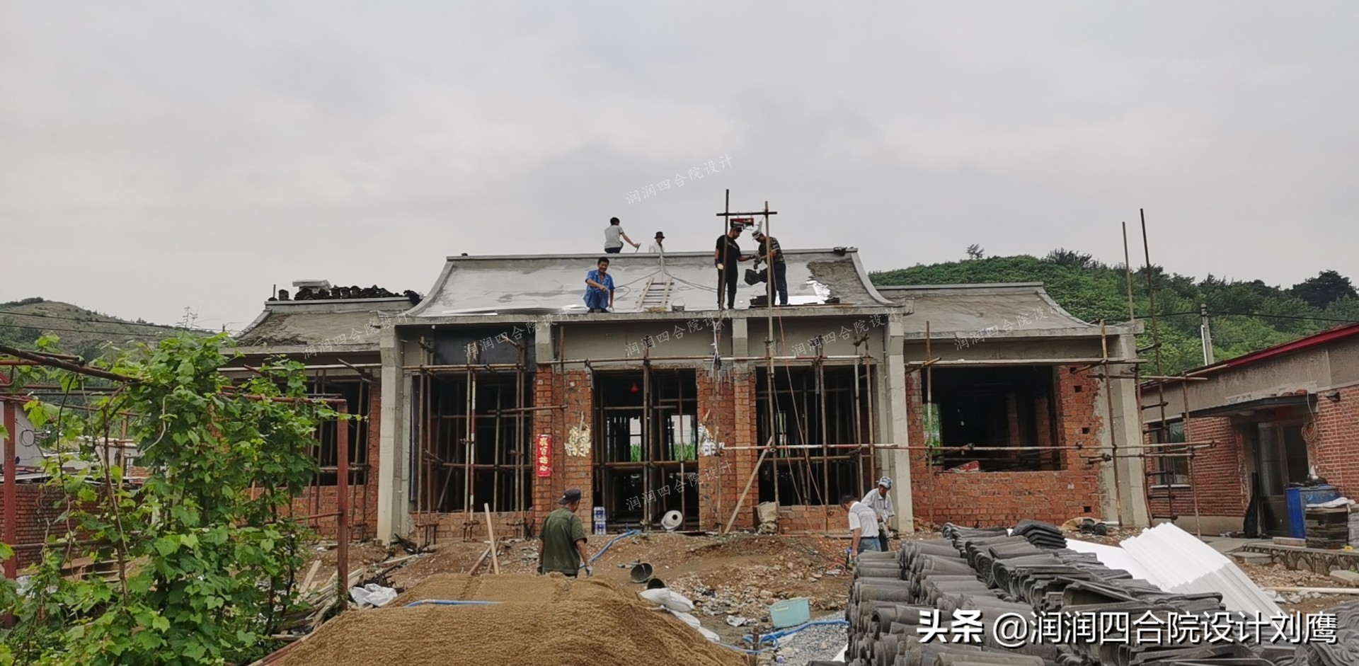 农村一层241平方四合院瓦房设计图,沈阳中式四合院别墅设计图纸