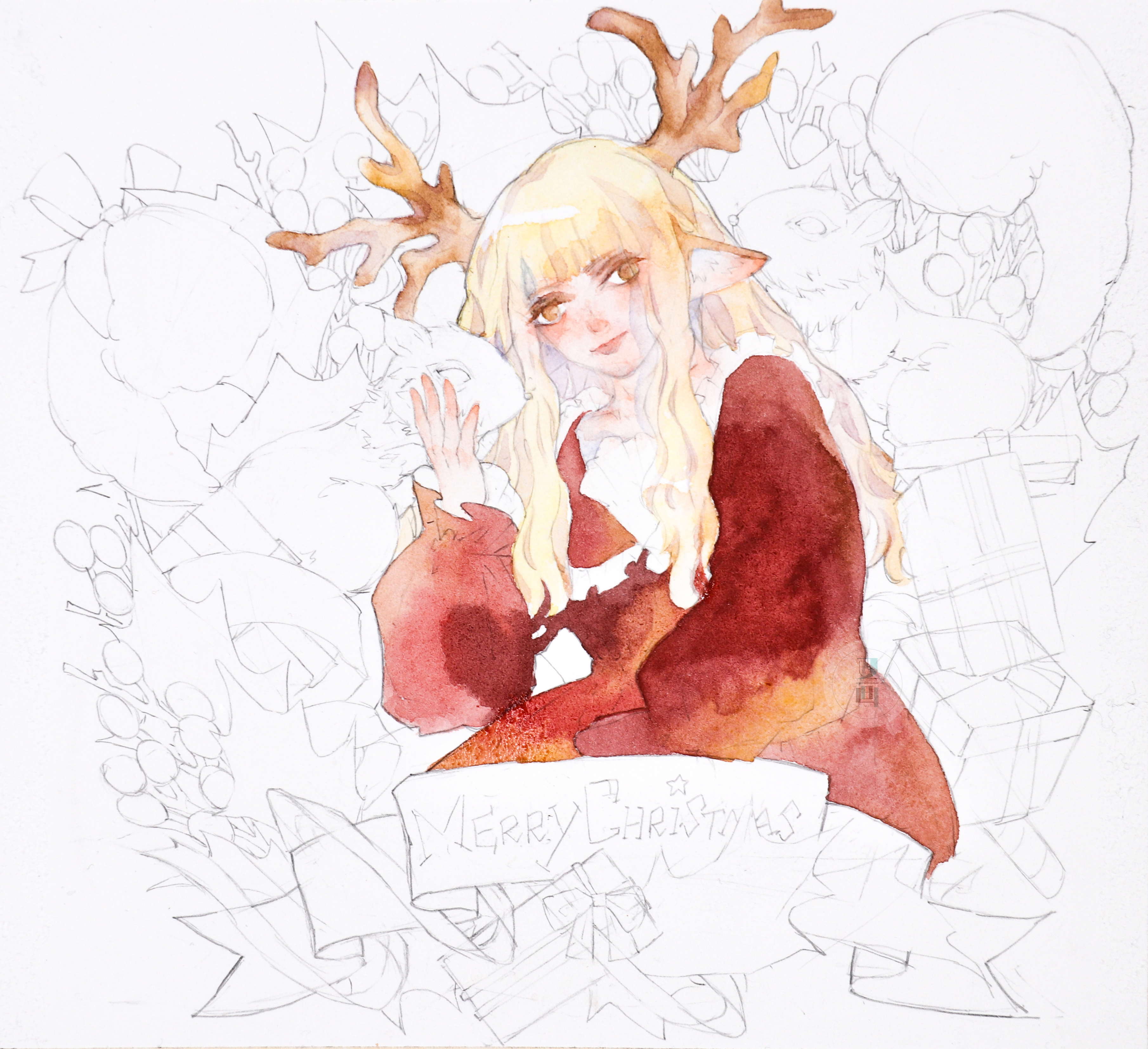 怎么用水彩来画圣诞,水彩教程梦幻