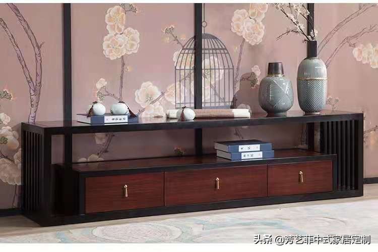 新中式客厅电视柜效果图,餐厅客厅电视柜隔断柜新中式