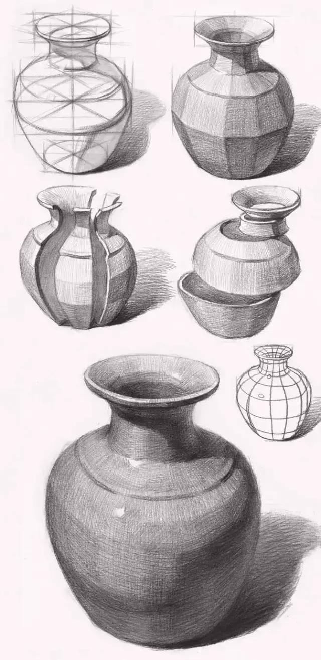 罐子素描要点,素描罐子和苹果的组合