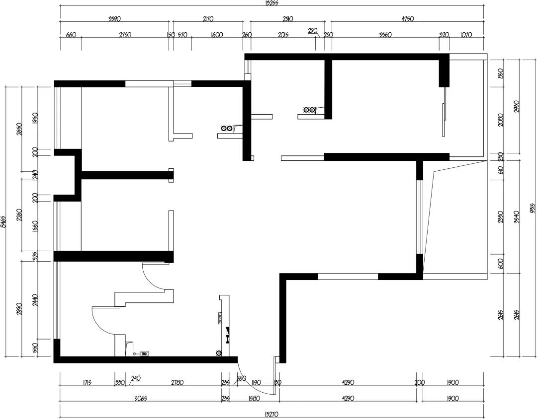西安母女的111㎡三室暗房,拱形门、水磨石,超强储物力