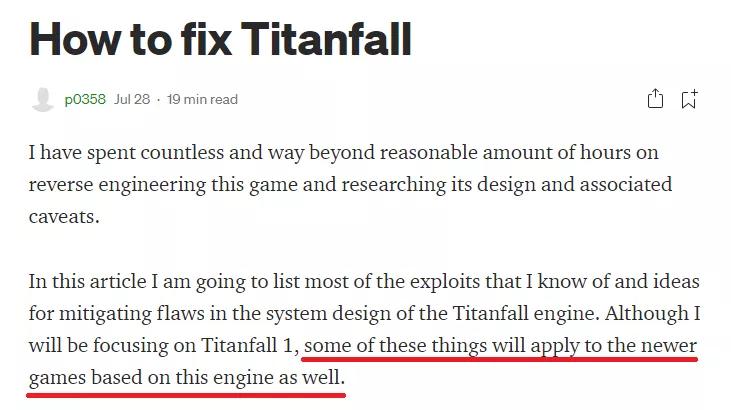 为《泰坦陨落》修复漏洞的正义黑客,一夜之间又成了大反派