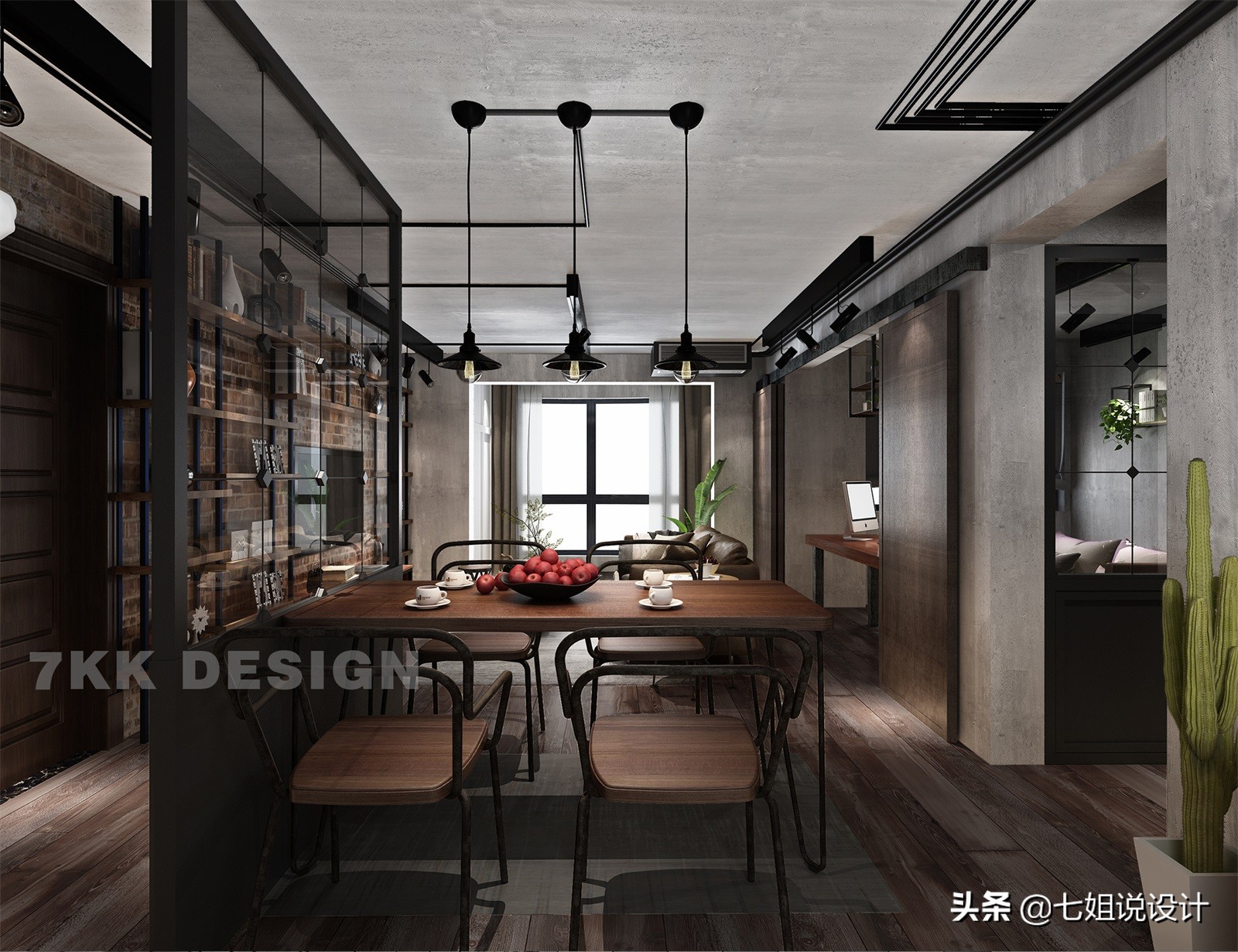 新梅共和城100m²工业风：大胆裸装，冷暖碰撞，演绎粗犷文艺之家