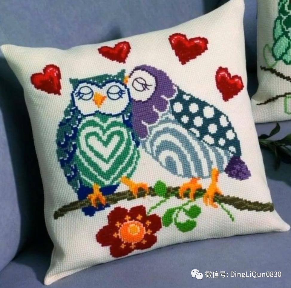 绣好的十字绣抱枕,十字绣新款圆形抱枕图案大全