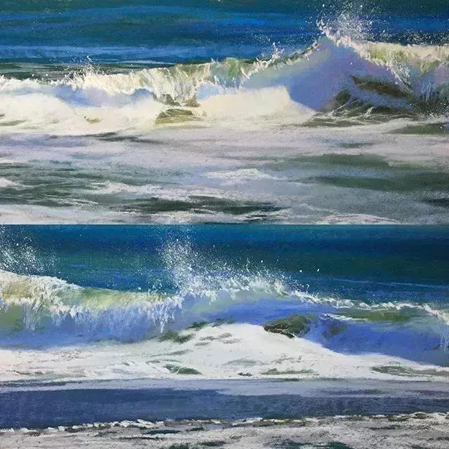 画海浪俯视,画海浪水粉画