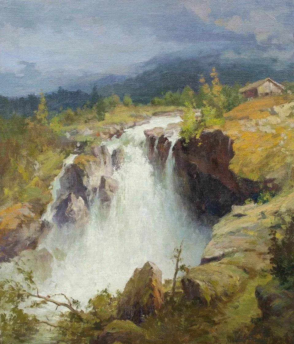 氛围感风景油画作品简单初学者,简单的小清新系油画