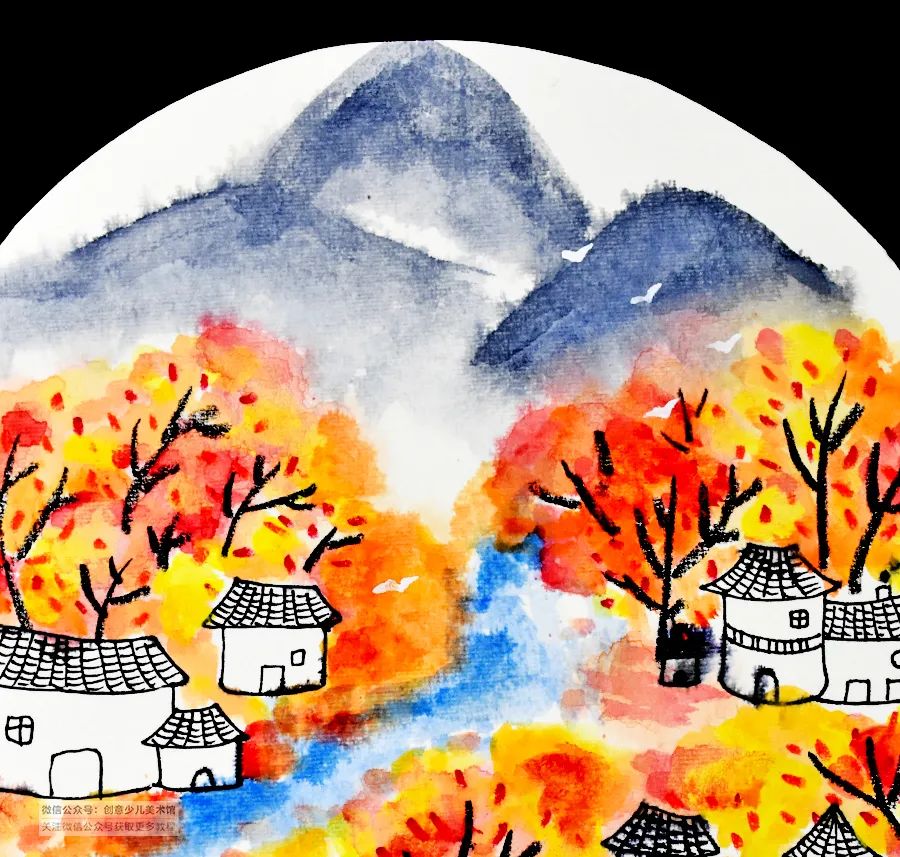 儿童画教程|趣味色彩美术课程《万山红遍,层林尽染》