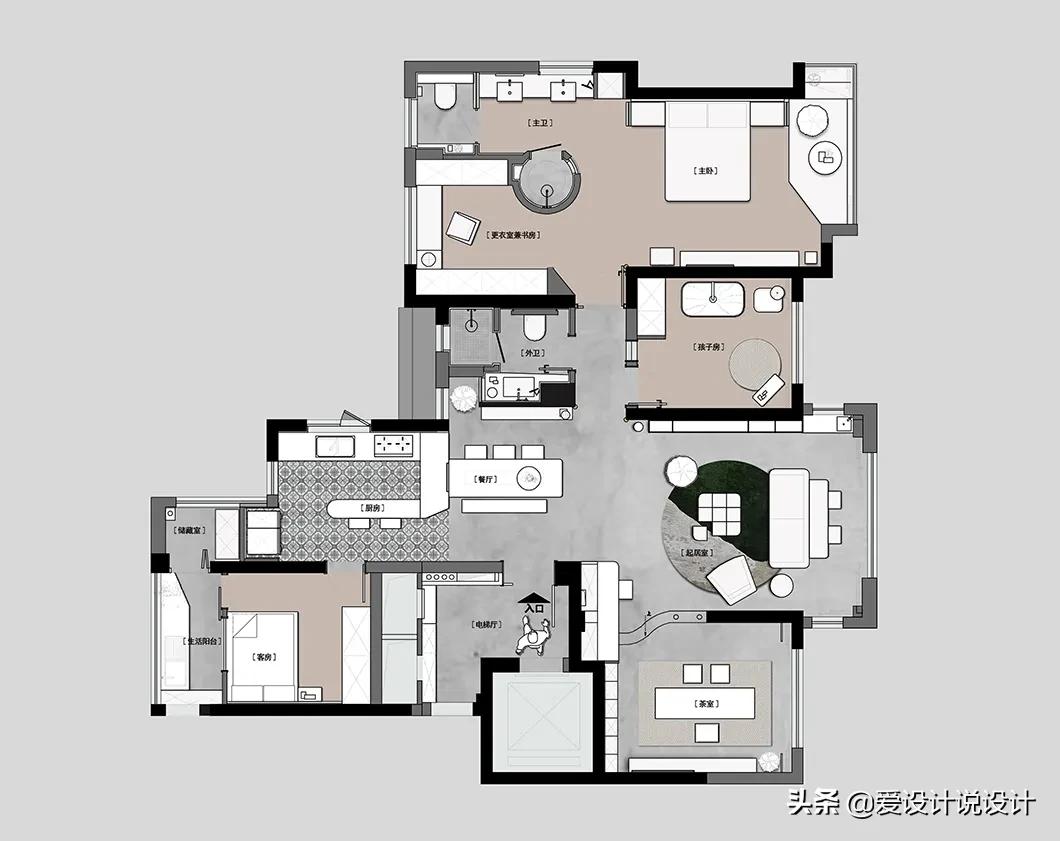 原木是让人清新脱俗的风格,现代简约和原木风混搭