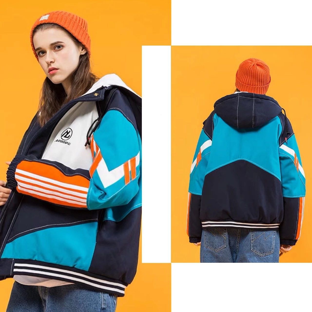 150斤面包服显瘦,面包服加直筒裤