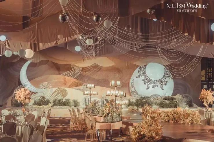 奢华香槟色婚礼风格,香槟色轻奢大气婚礼设计图