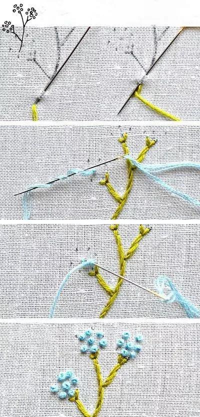 刺绣教程4种简单的小花图案,精美的立体花朵刺绣教程