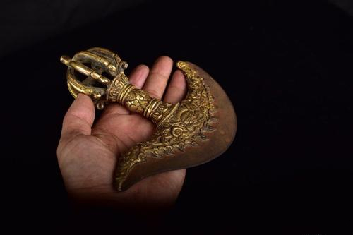 18世纪铜鎏金金刚杵,金刚橛钺刀