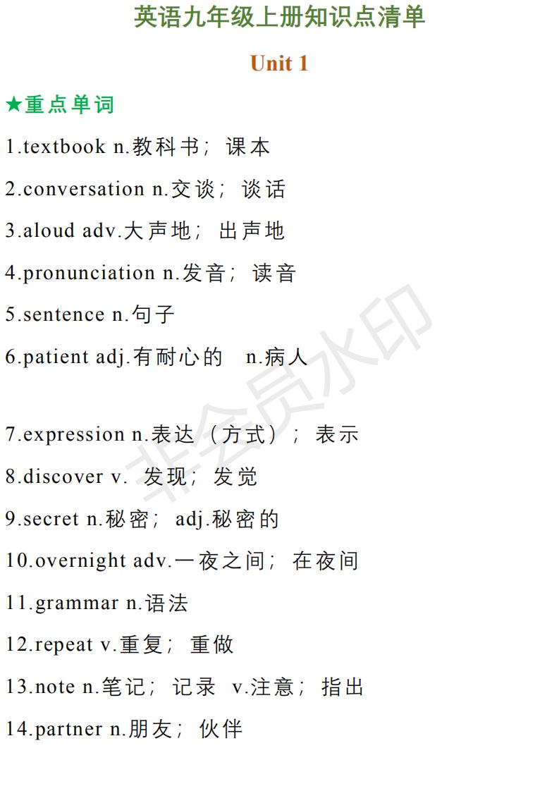 初中九年级英语语法专项习题,人教版九年级英语全一册语法