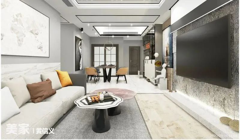 好看的客餐厅效果图,60平方客餐厅一体装修效果图大全