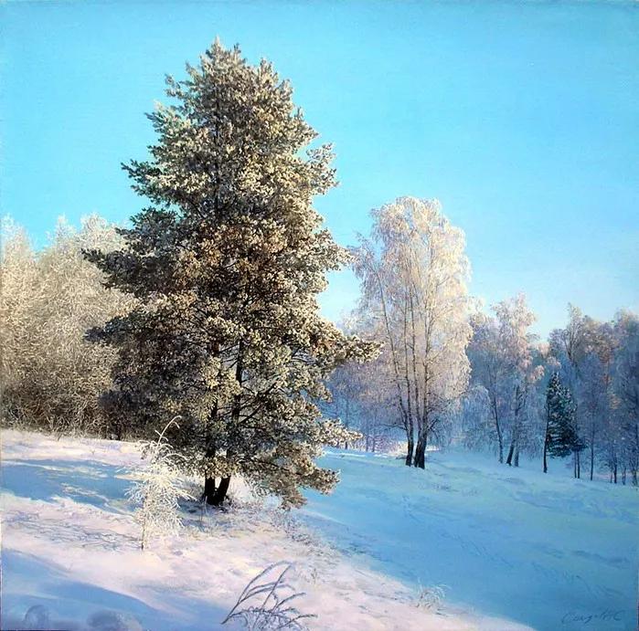 俄罗斯艺术家AydemirSaidov的人体绘画，花间的美丽少女