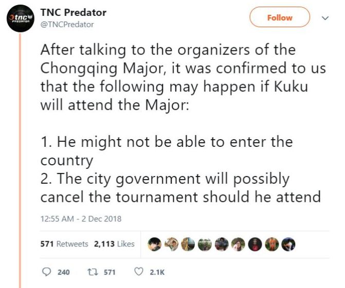 你们可以放心了前不久因辱华被处罚的DOTA2选手再次被Ban