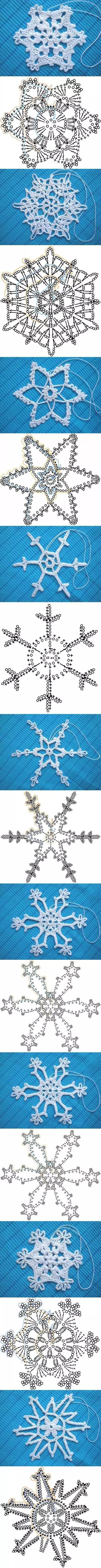简单手工钩织雪花,钩编高清雪花图解教程