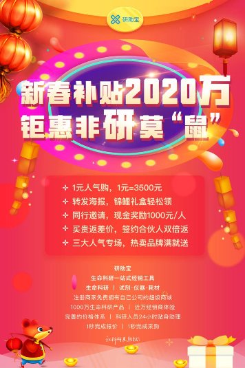 春节补贴2020万,科研采购礼享研助宝