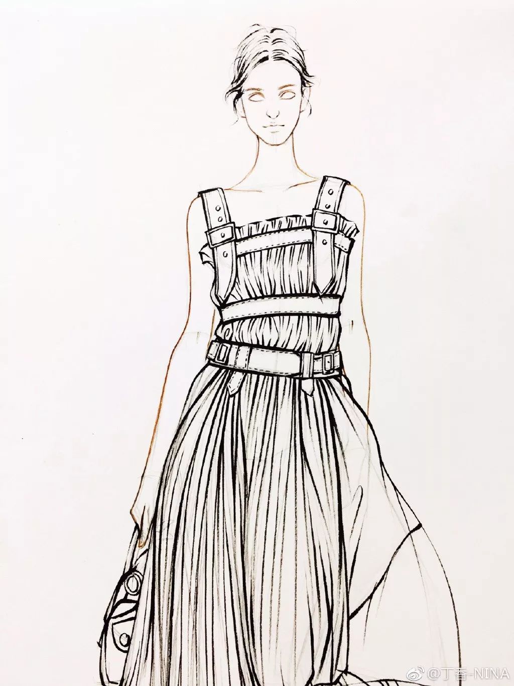 礼服怎么画好看仙气用彩铅,马克笔和彩铅裙子上色教程