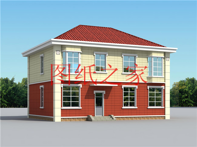 农村简约别墅宅基地,现代简约长方形二层别墅