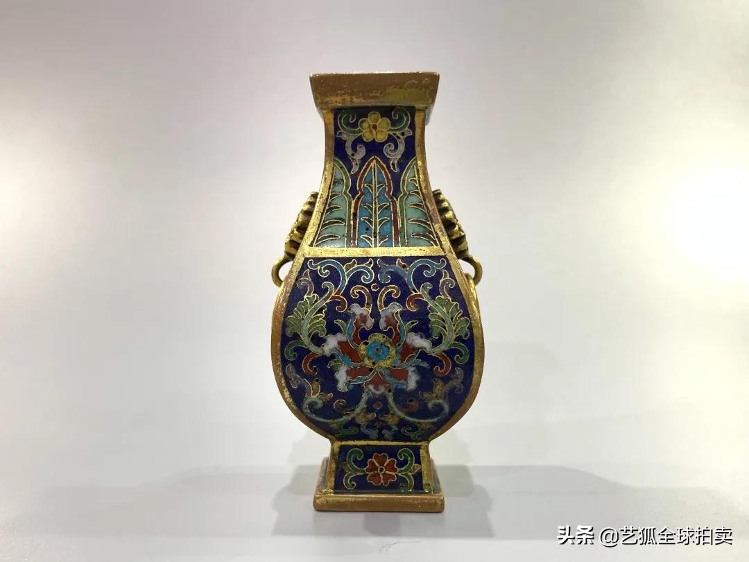 乾隆御制四方景泰蓝花鸟拍卖价格,清乾隆铜鎏金景泰蓝镶嵌宝石宫灯