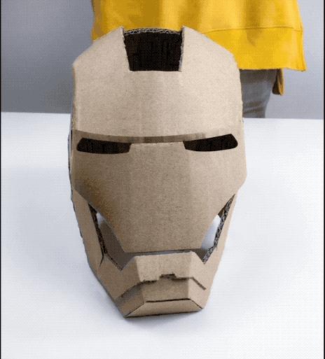 钢铁侠头盔纸板教程,钢铁侠头盔用纸箱做