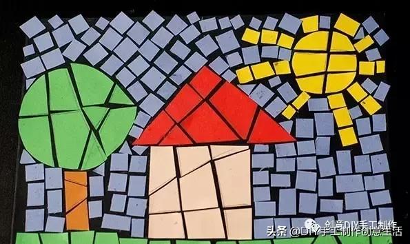 用圆纸片手工制作圣诞贴画,奇妙的纸片贴画手工