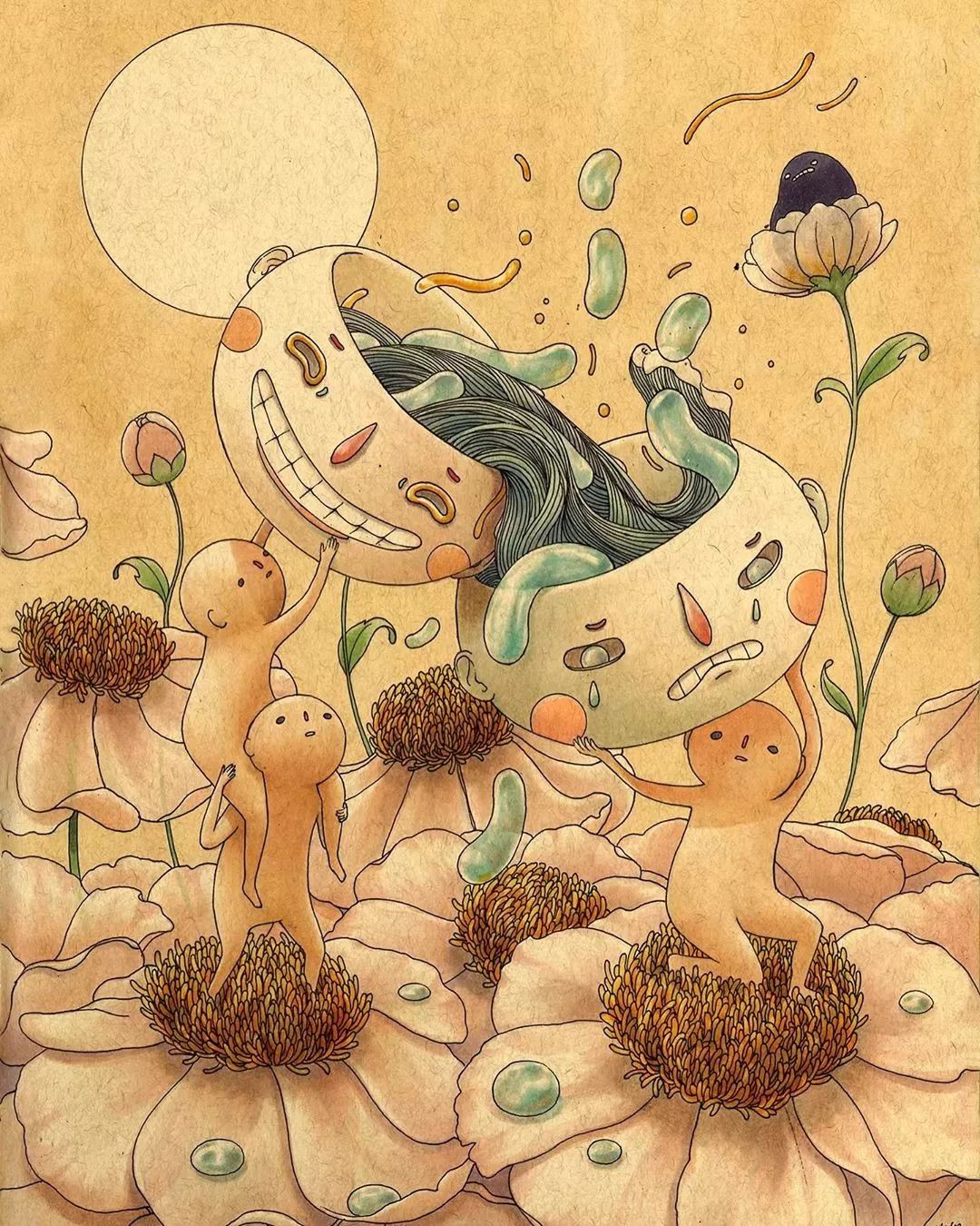 插画人物孤独唯美,插画师笔下的孤独