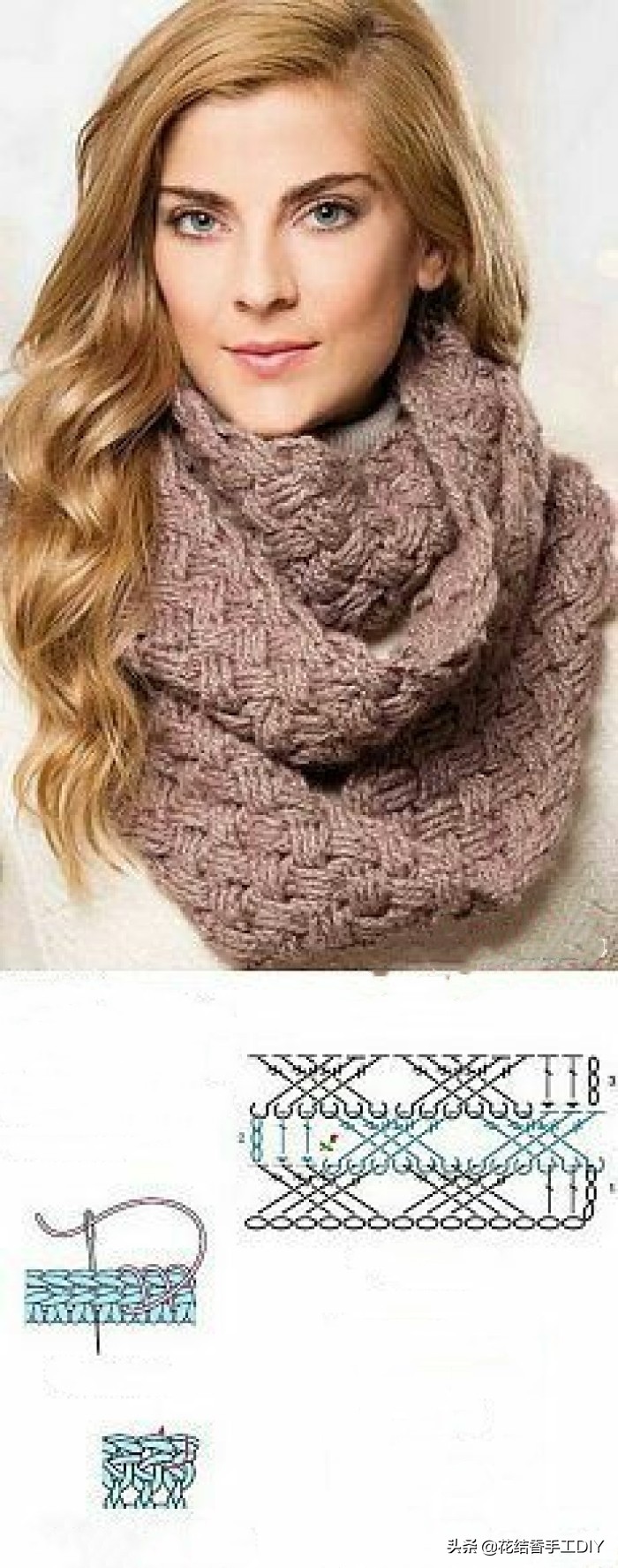 毛线编织围脖花样教程,毛线套头围脖编织教程