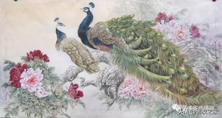 工笔孔雀上色步骤详解,工笔最顶级逼真孔雀画精品