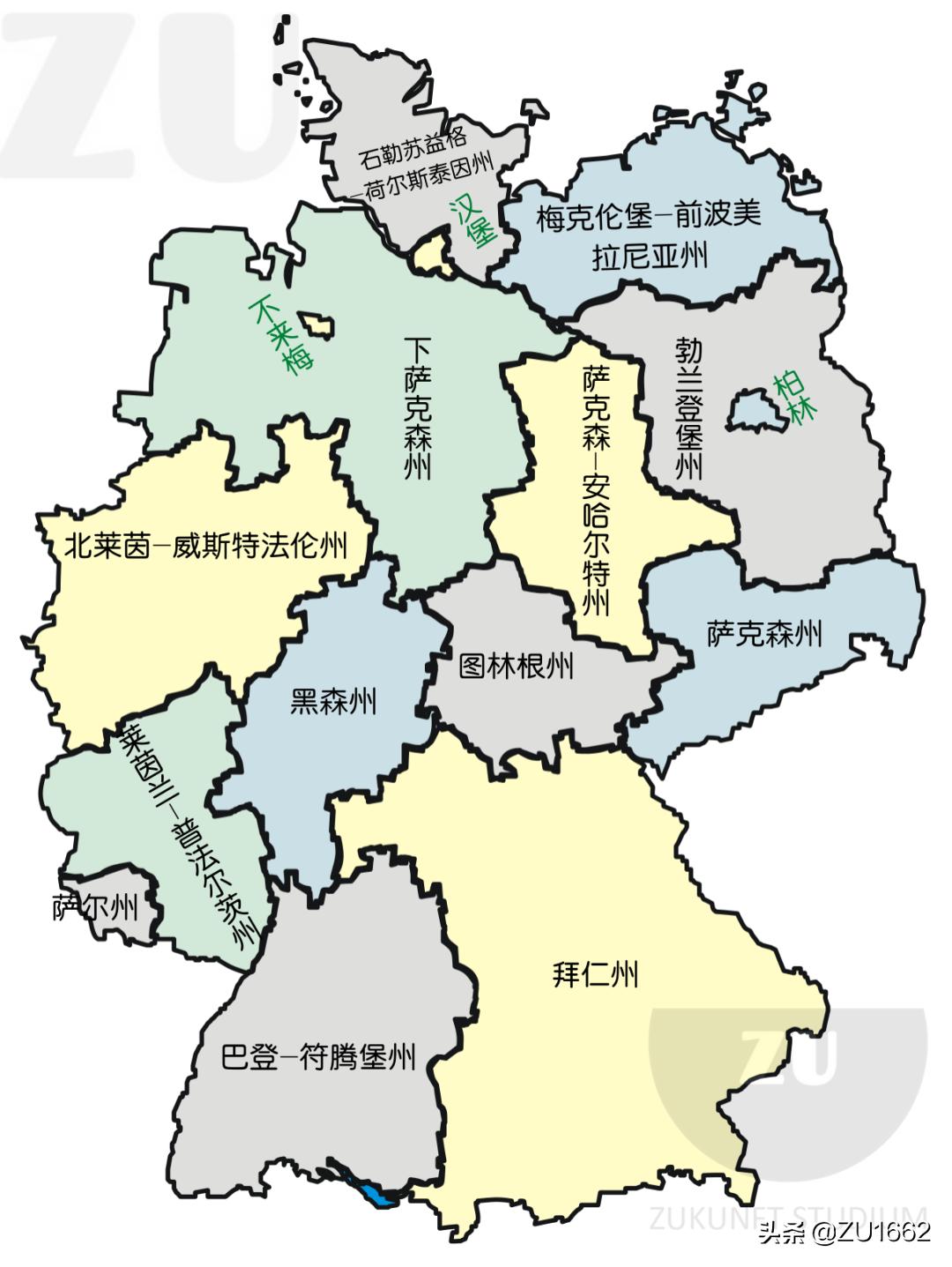德国各州大学分布地图,德国各州有哪些