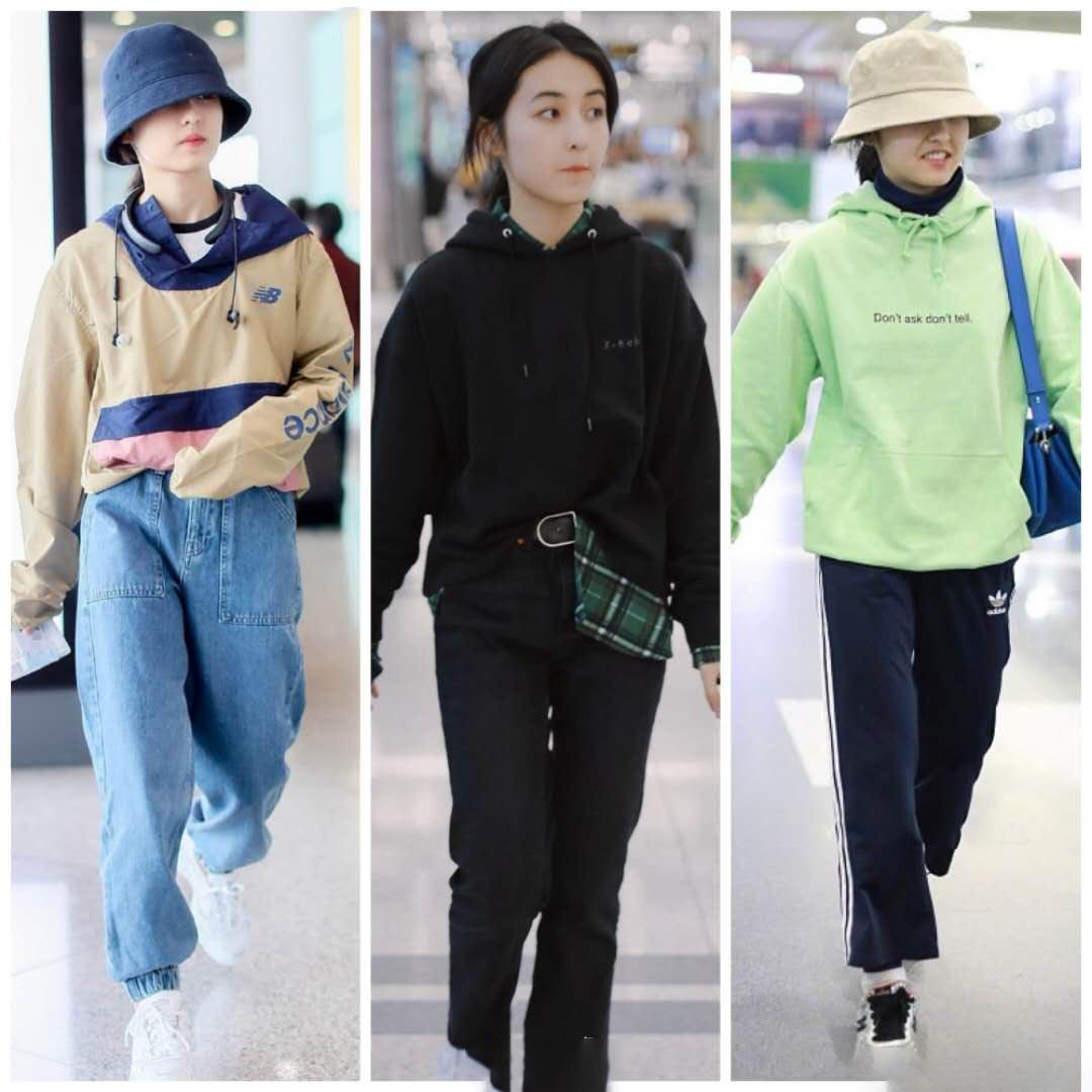 张子枫穿吊带工装裙露背,张子枫现身机场穿连帽卫衣