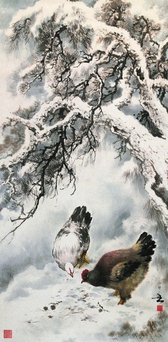 中国风山水画中的雪景,中国画雪景山水画