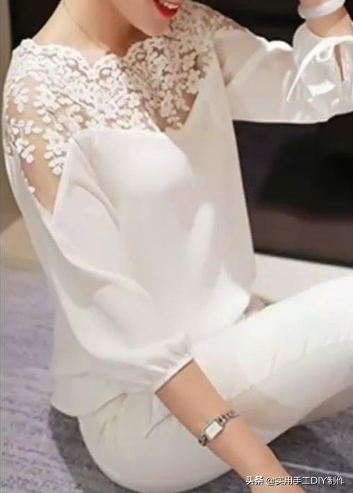 棉麻蕾丝边衬衫,布艺镂空衬衫