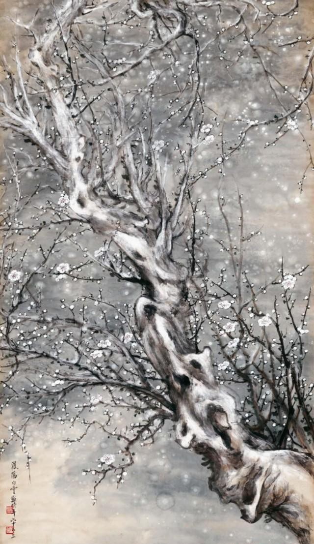 中国风山水画中的雪景,中国画雪景山水画