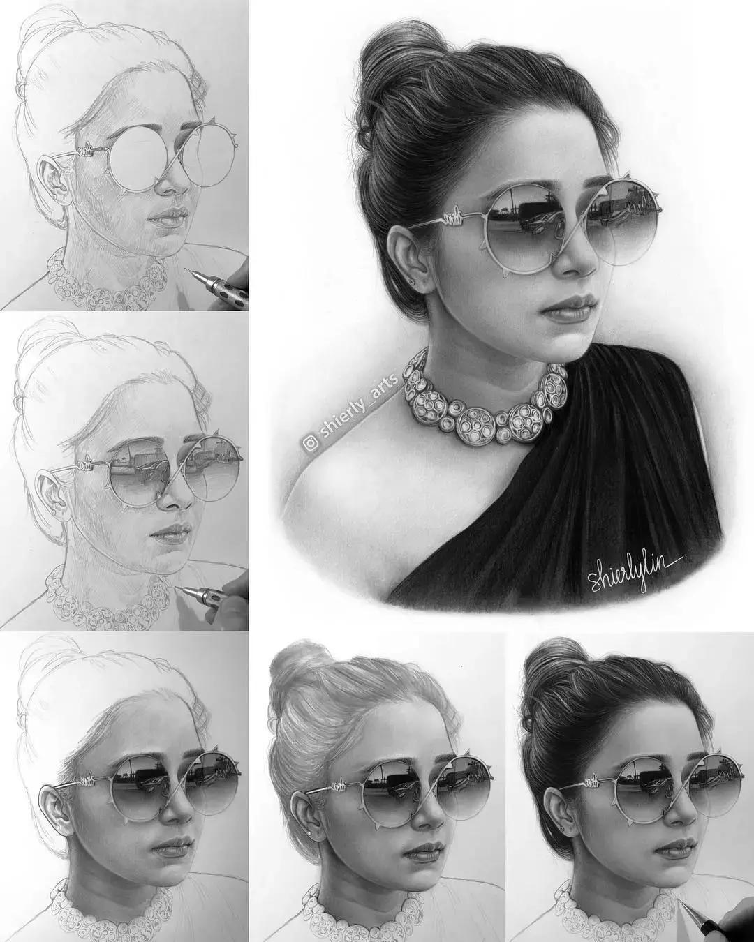 她画的素描比本人还美！比照片还真实，24万网友已被她征服