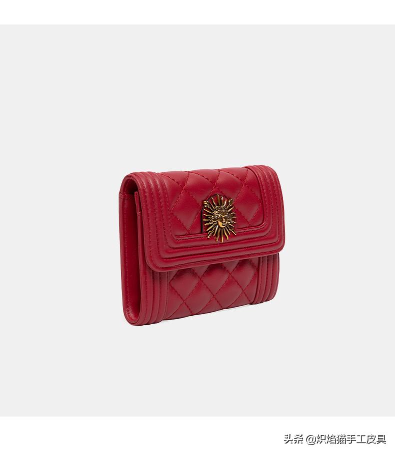 太阳神复古菱形格零钱包