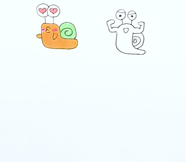 手帐蜗牛简笔画,萌萌的各种小球手账画