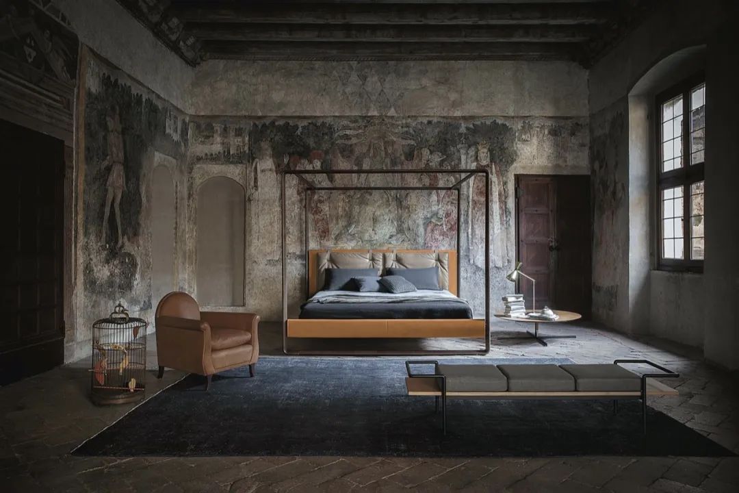 卧室床柜一体效果图,现代简约卧室家具全套