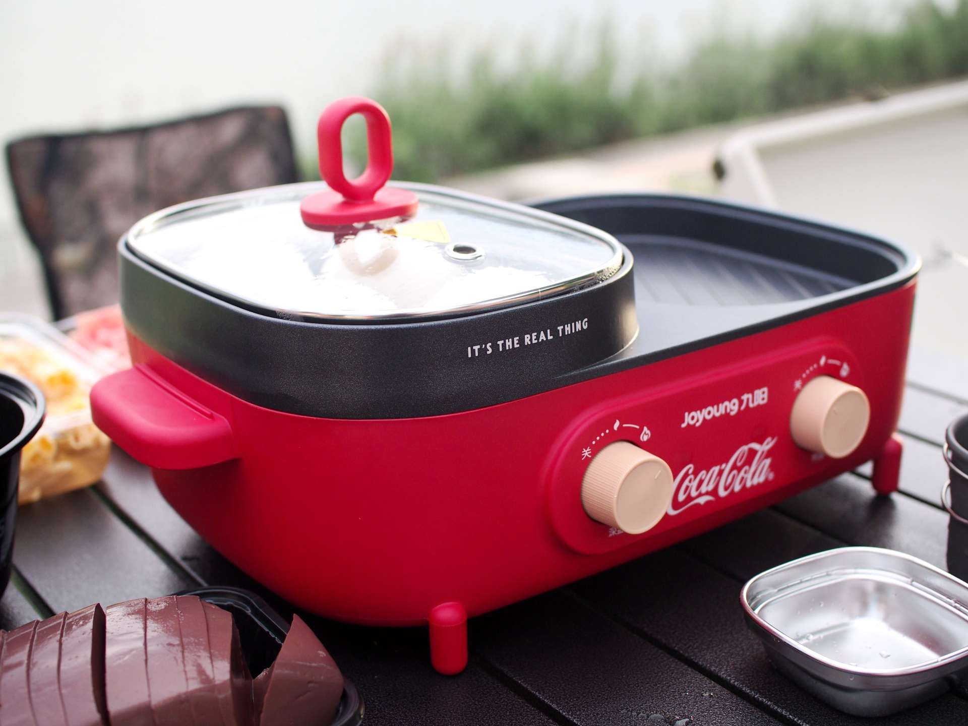 九阳可口可乐联名电火锅,九阳一体锅烤肉