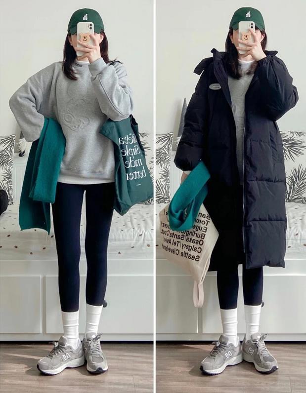 长羽绒服鲨鱼裤的穿搭,长款羽绒服鲨鱼裤冬季穿搭