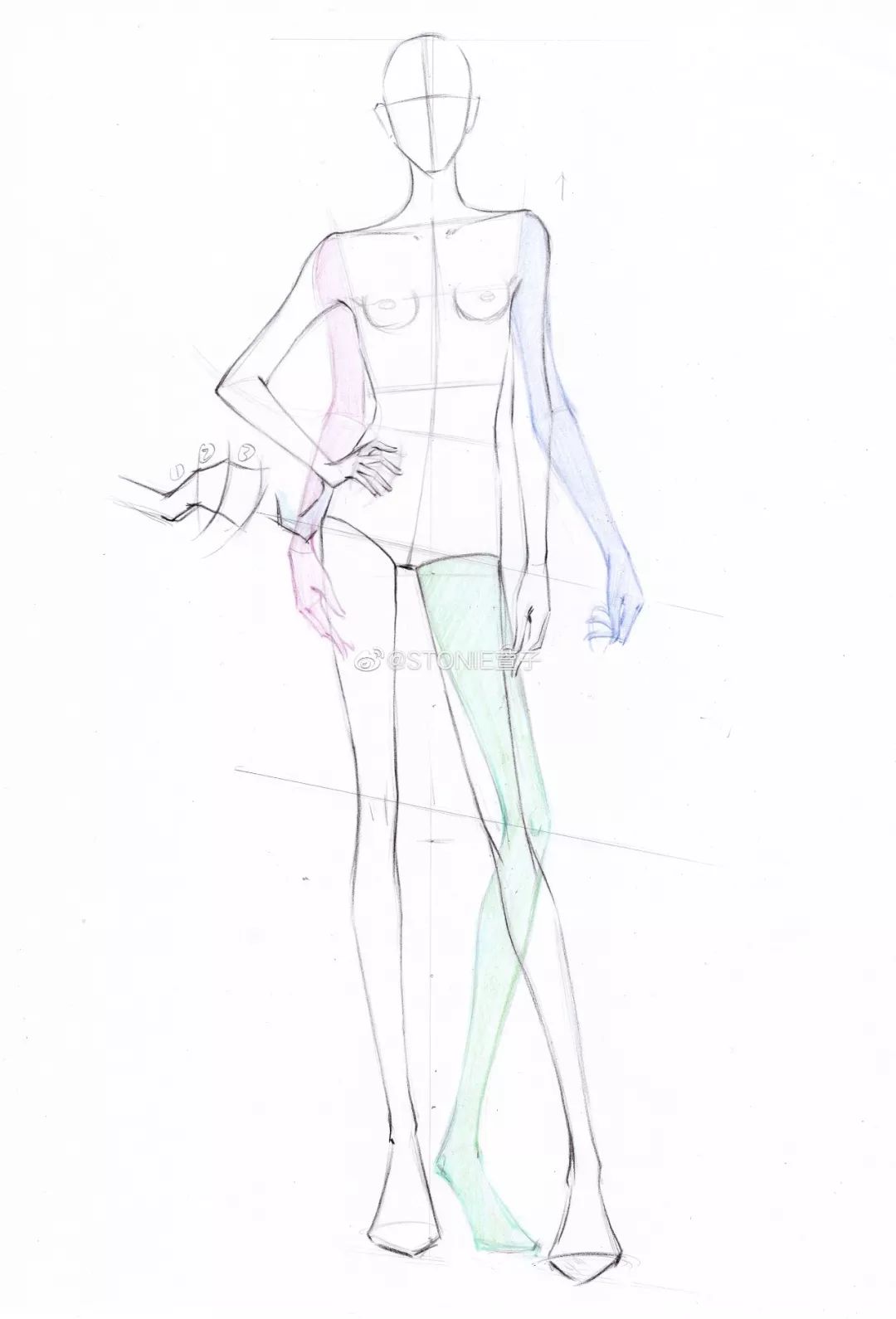 手绘服装画身体,手绘人物服装画法