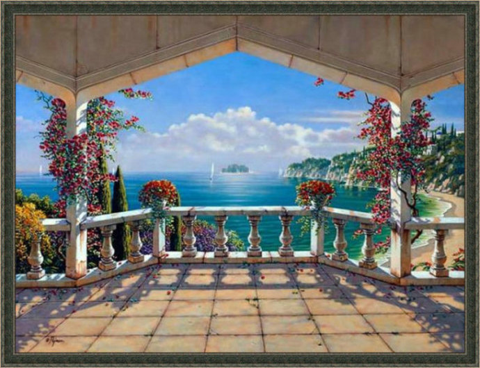 唯美风景油画图片大全,油画花朵唯美风景