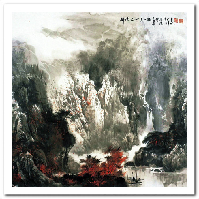 溪山山水画作品,郭金标高清山水画