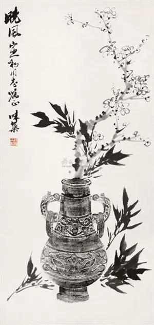 艺术上大胆实践,勇于创新,主张花鸟和山水相结合.