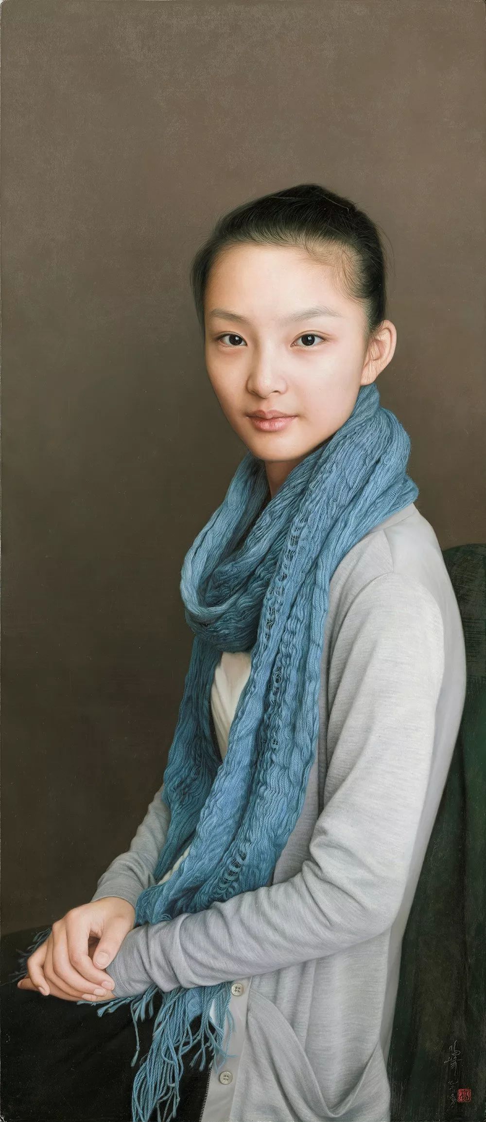 冷军的画作被误以为照片,冷军给女学生画肖像画