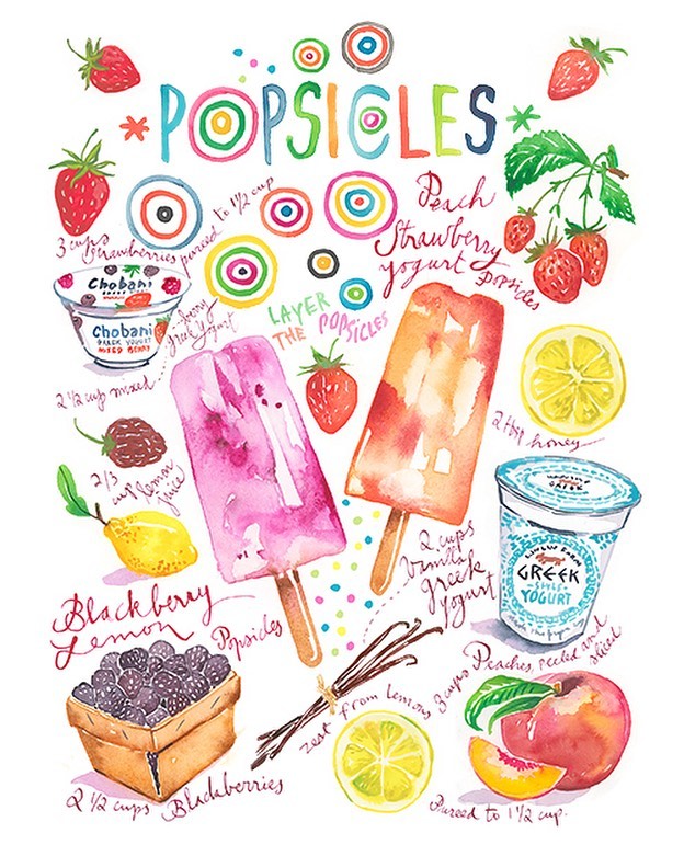 吃货插画师的美食日志，水彩食物插画：精美的手账学习素材