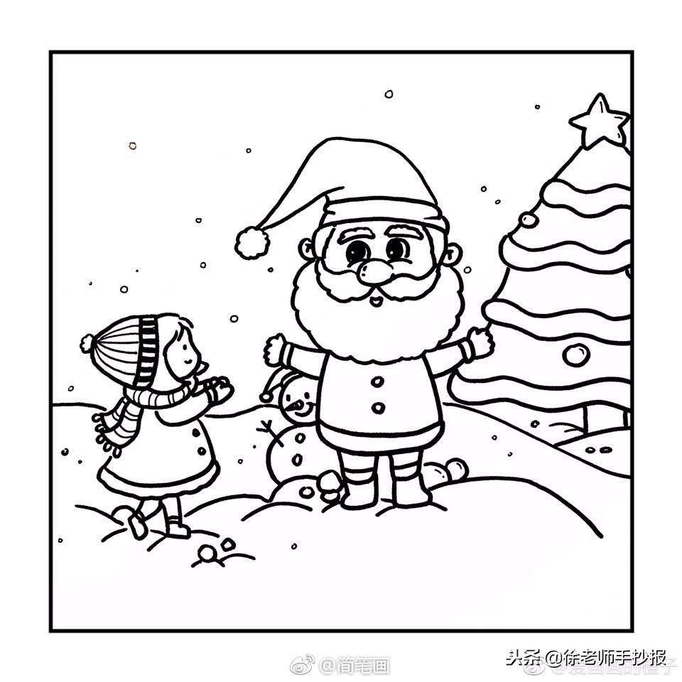 圣诞节可爱公主简笔画,礼物盒简笔画圣诞节版